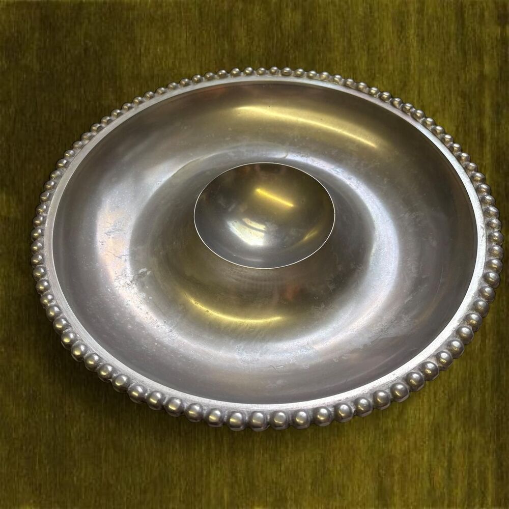 Boho Cottage Farmhouse Silver Colored Serving Chip and Dip Bowl